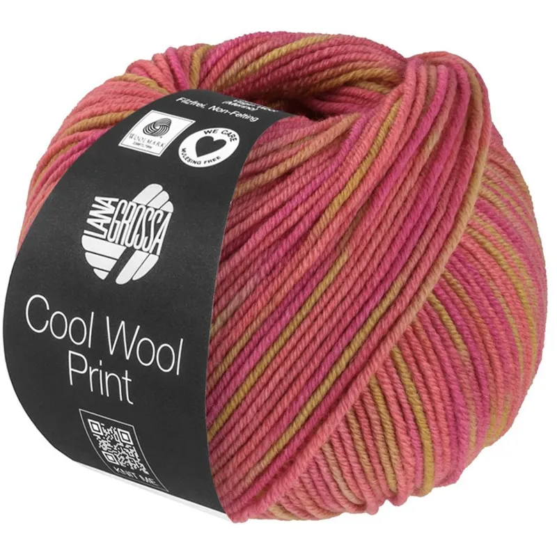 Lana Grossa Cool Wool Print 840 Sandgul/Erika/Orkidérosa