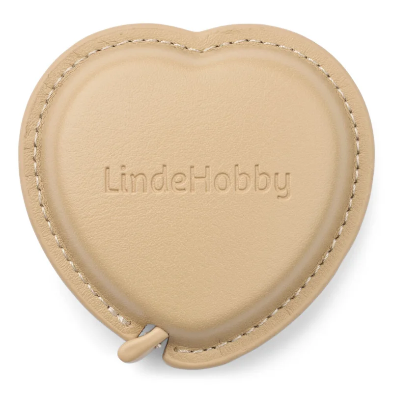 LindeHobby Udtrækkeligt Målebånd, PU-læder, Hjerte, 150 cm Abrikos