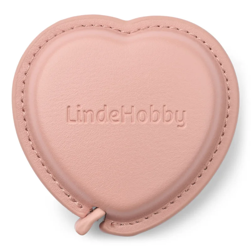 LindeHobby Udtrækkeligt Målebånd, PU-læder, Hjerte, 150 cm Pink