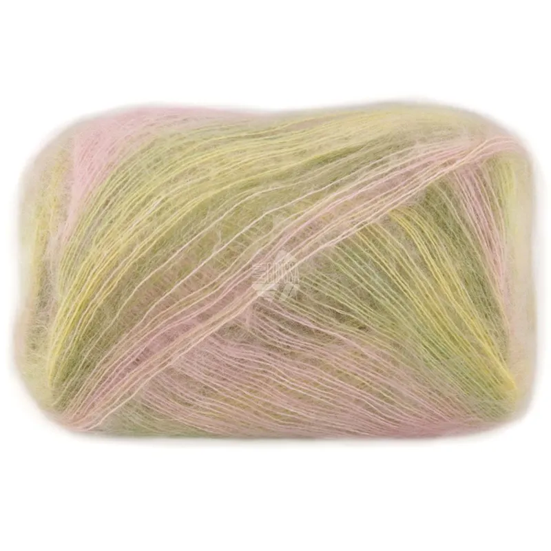 Lana Grossa Cottonhair 108 Vanilje/rosa/gammelrosa/mørk oliven/lindgrøn