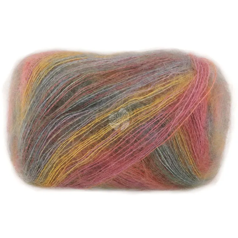 Lana Grossa Cottonhair 106 Umbra/bær/okkergul/gammelrosa/pink/fuchsia/røgblå
