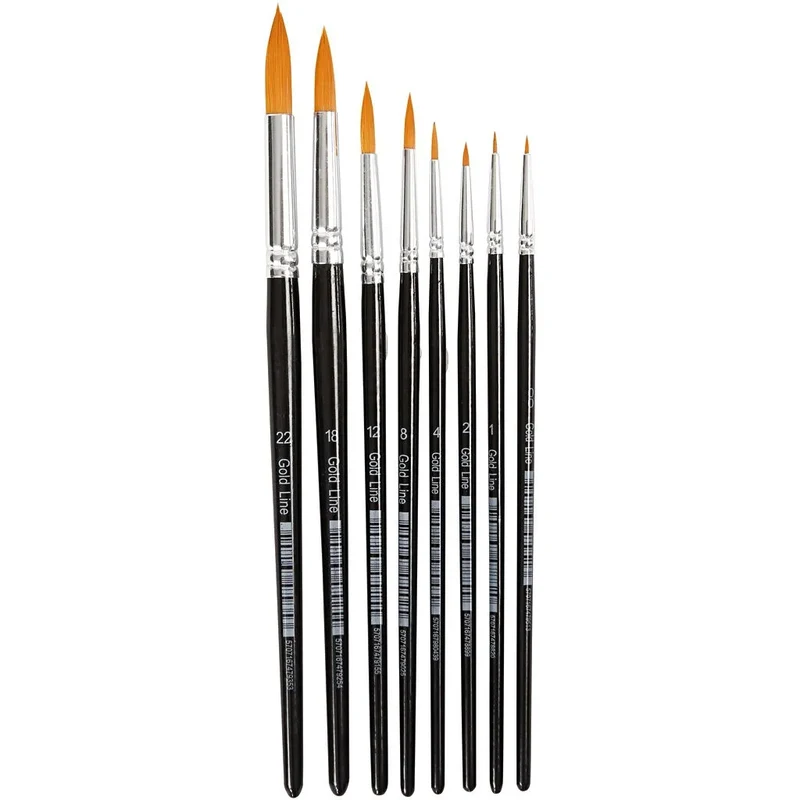Gold Line Pensler, Rund 1-8 mm, 8 stk