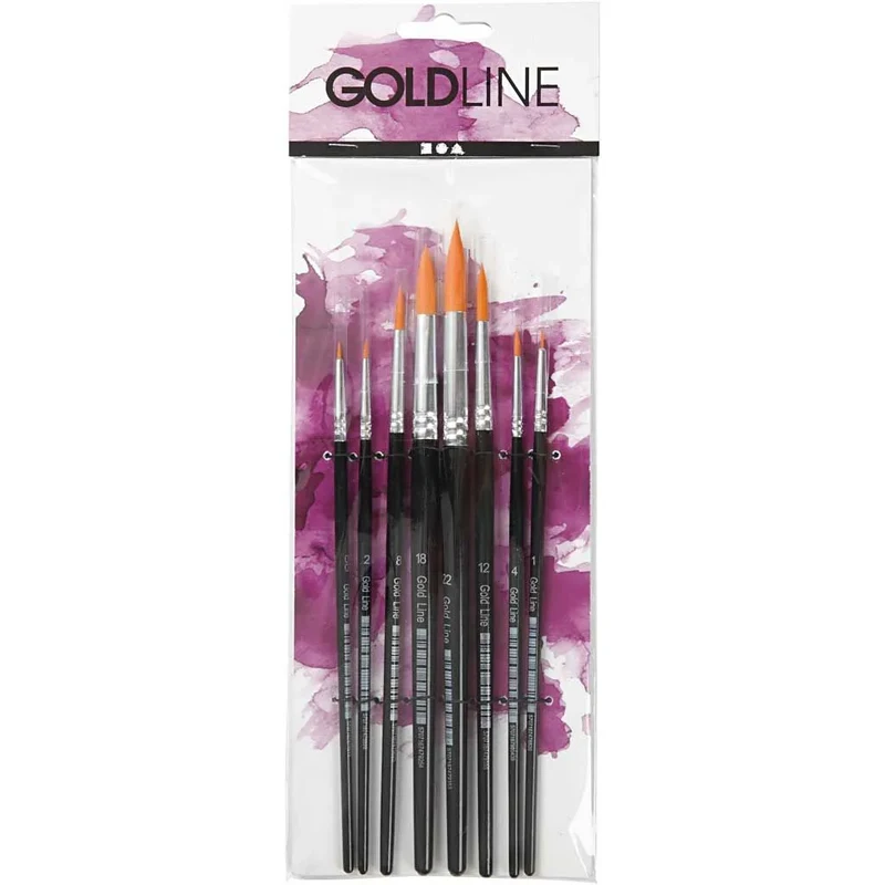 Gold Line Pensler, Rund 1-8 mm, 8 stk