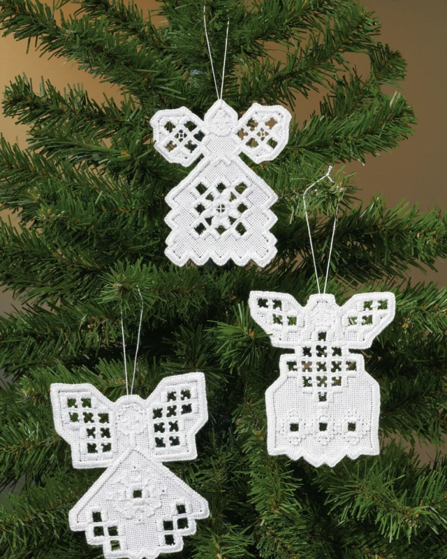 Broderikit Engle Hardanger 3 stk x 10 x 9 cm