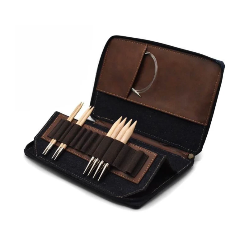 LYKKE Oxford Etui til Udskiftbare Rundpinde, 13 cm Chokolade