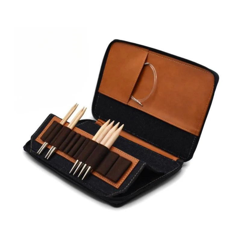 LYKKE Oxford Etui til Udskiftbare Rundpinde, 13 cm Lysebrun