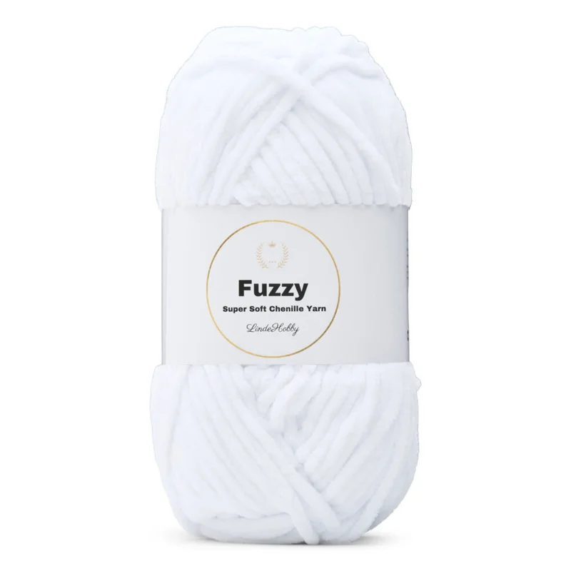 LindeHobby Fuzzy Chenille 01 Hvid