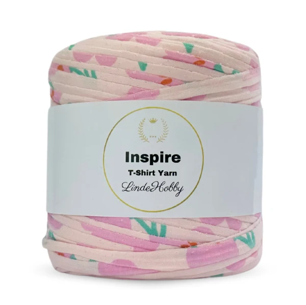 LindeHobby Inspire Print 116 Lyserød med blomster