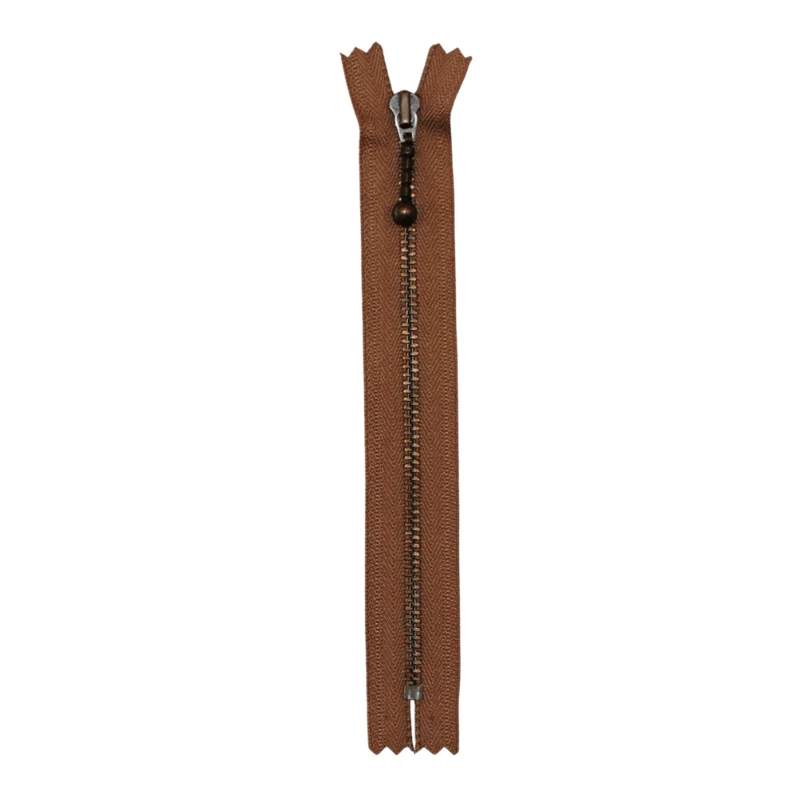 KK Fast Lynlås Antik Messing 4 mm 17 cm 008 Lysebrun