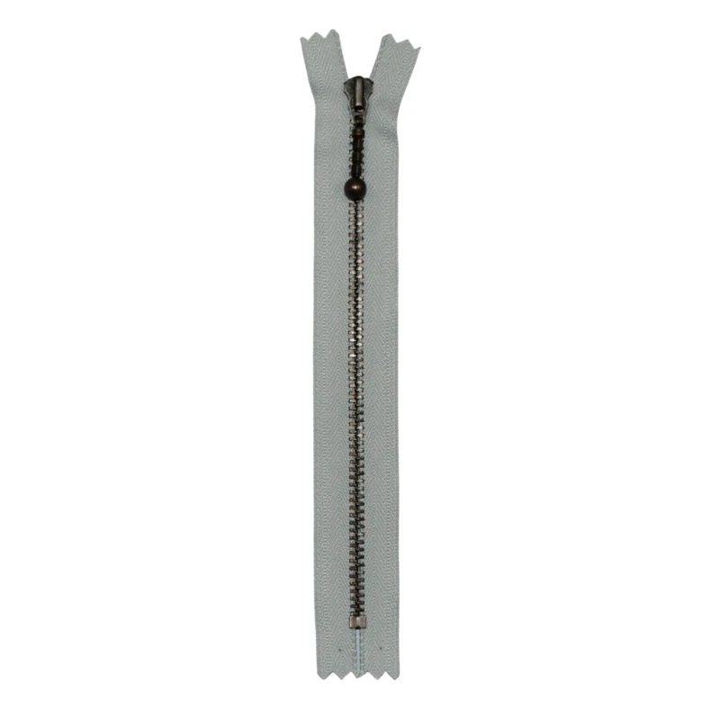 KK Fast Lynlås Antik Messing 4 mm 17 cm 574 Lys grå
