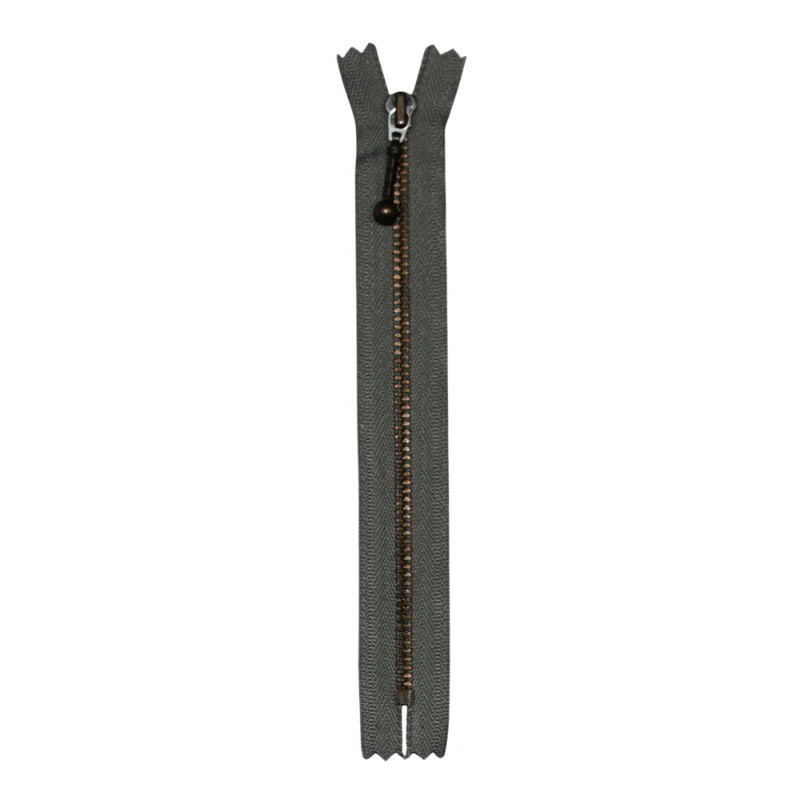 KK Fast Lynlås Antik Messing 4 mm 17 cm 135 Mellem grå