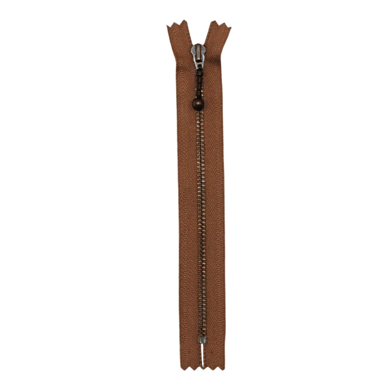 YKK Fast Lynlås Antik Messing 4 mm 23 cm 008 Lysebrun