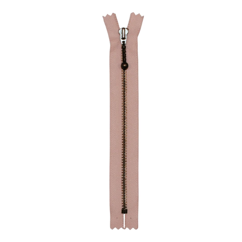 YKK Fast Lynlås Antik Messing 4 mm 28 cm 274 Duset rosa