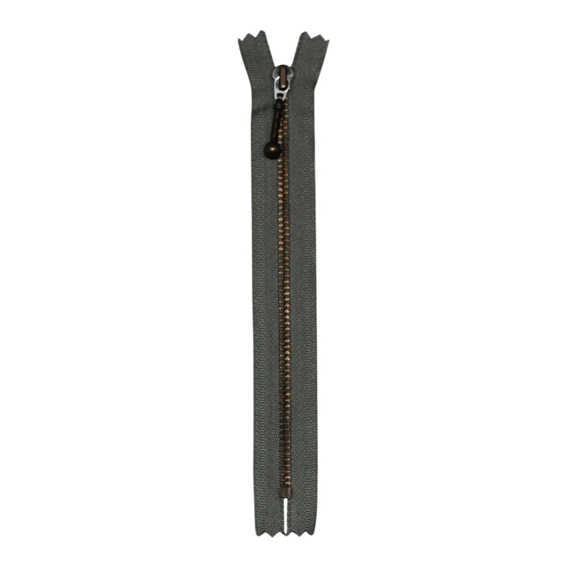 YKK Fast Lynlås Antik Messing 4 mm 28 cm 135 Mellem grå