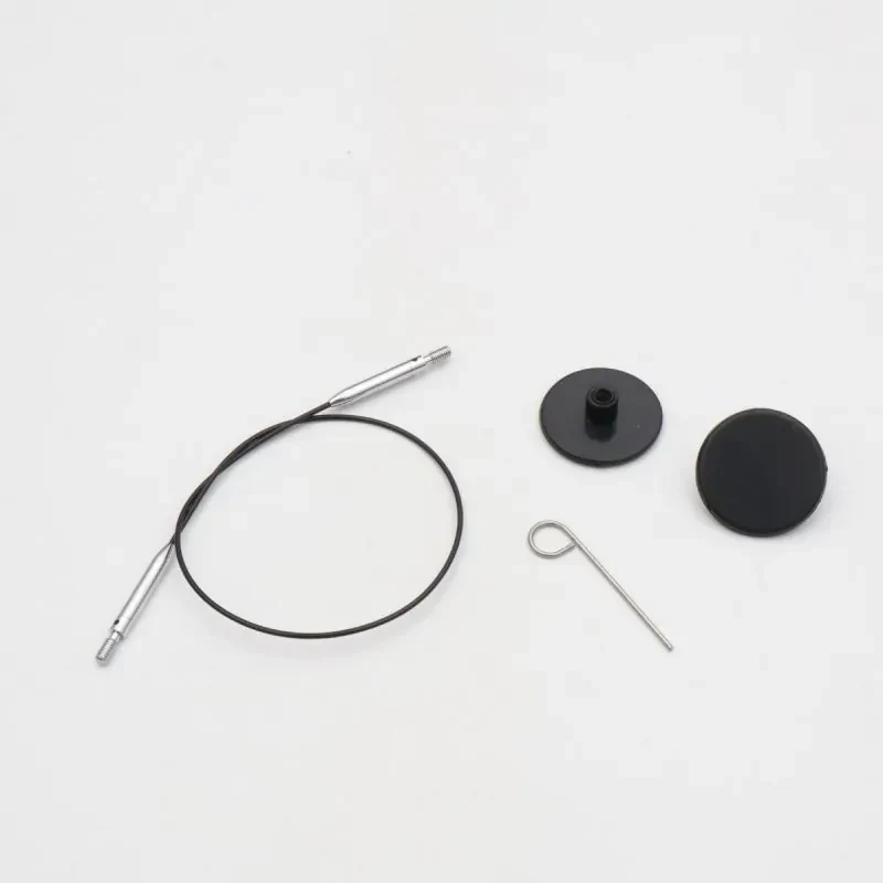 KnitPro Thin & Flex Kabel, Sort Sølv Swivel, 40–150 cm