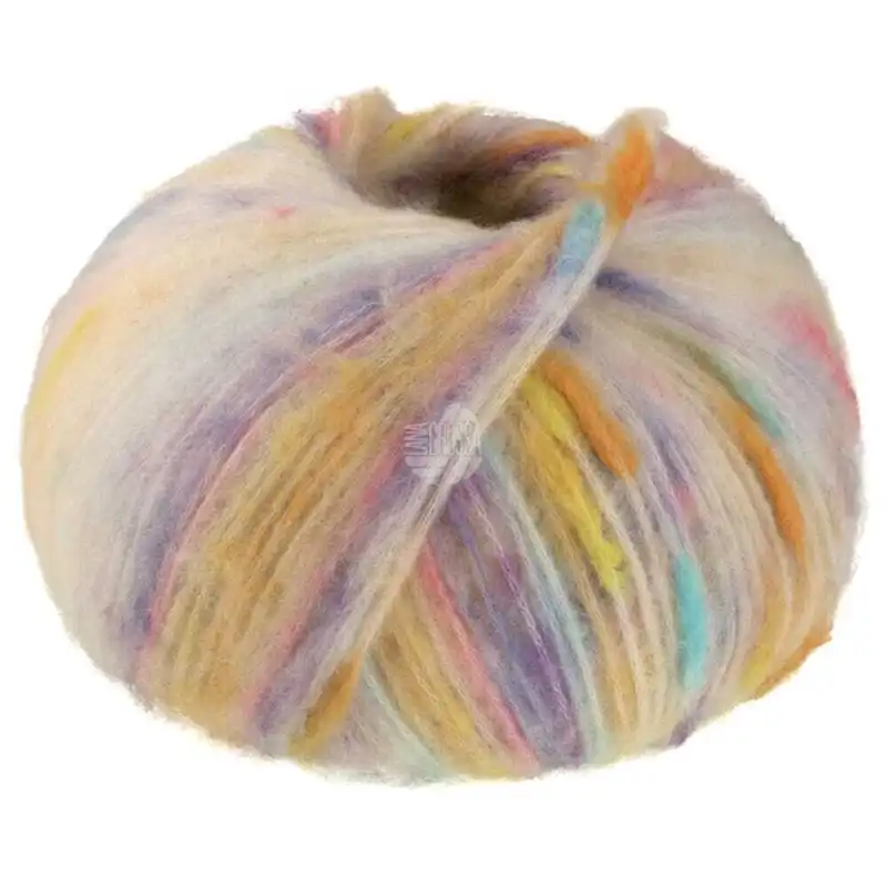 Lana Grossa Cassata 08 Råhvid/orange/violet/lyseblå/gul