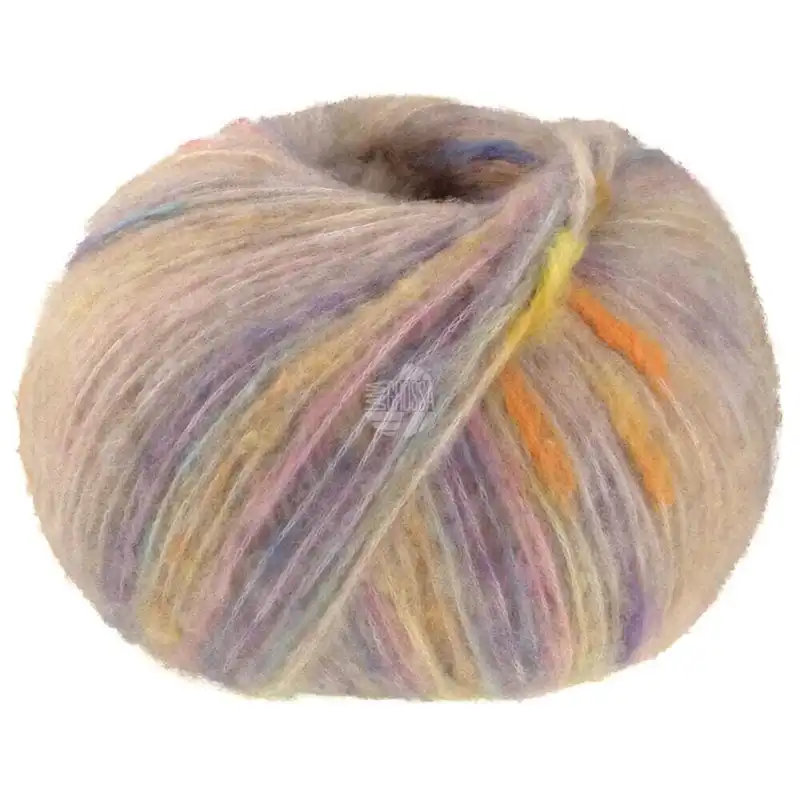 Lana Grossa Cassata 07 Lys beige/gul/orange/jeansblå/rosa