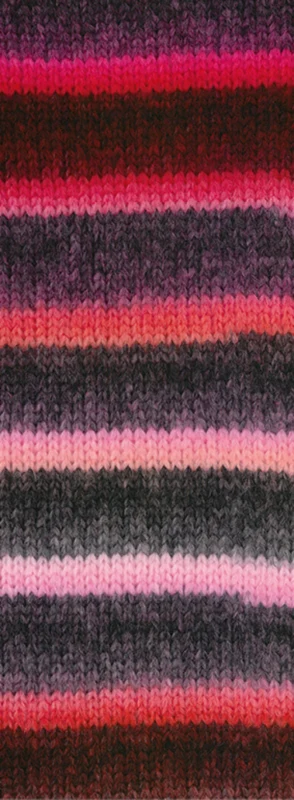 Lana Grossa Bomba 02 Rosa/pink/koral/brombær/grårød/grårosa/mørkegrå