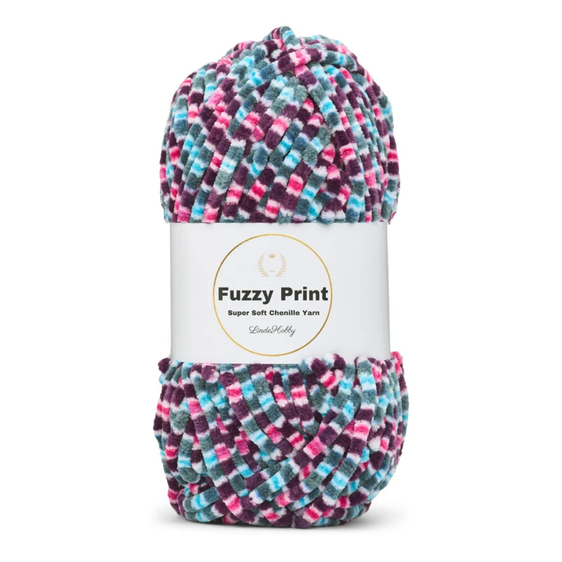 LindeHobby Fuzzy Chenille Print 06 Lakridsblanding