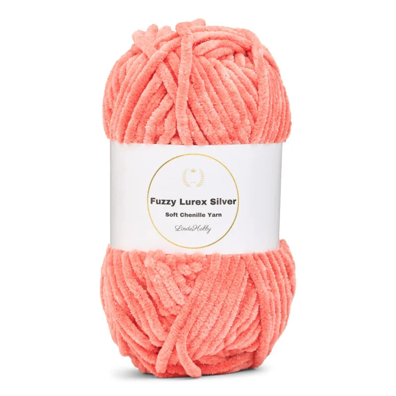 LindeHobby Fuzzy Chenille Silver Lurex 33 Mørk laks