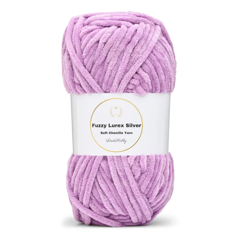 LindeHobby Fuzzy Chenille Silver Lurex 41 Lyslilla