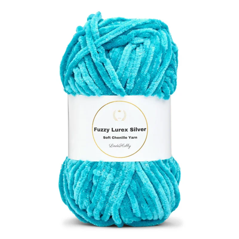 LindeHobby Fuzzy Chenille Silver Lurex 31 Turkis