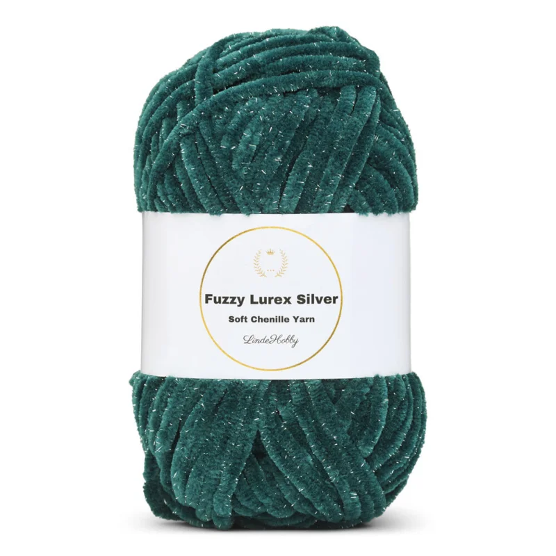 LindeHobby Fuzzy Chenille Silver Lurex 28 Smaragd