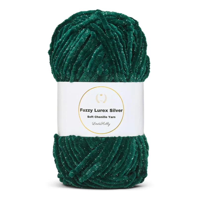 LindeHobby Fuzzy Chenille Silver Lurex 46 Andegrøn
