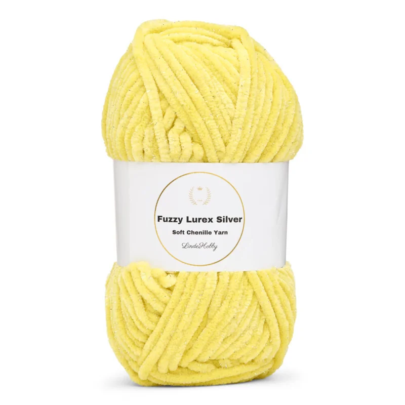 LindeHobby Fuzzy Chenille Silver Lurex 09 Gul
