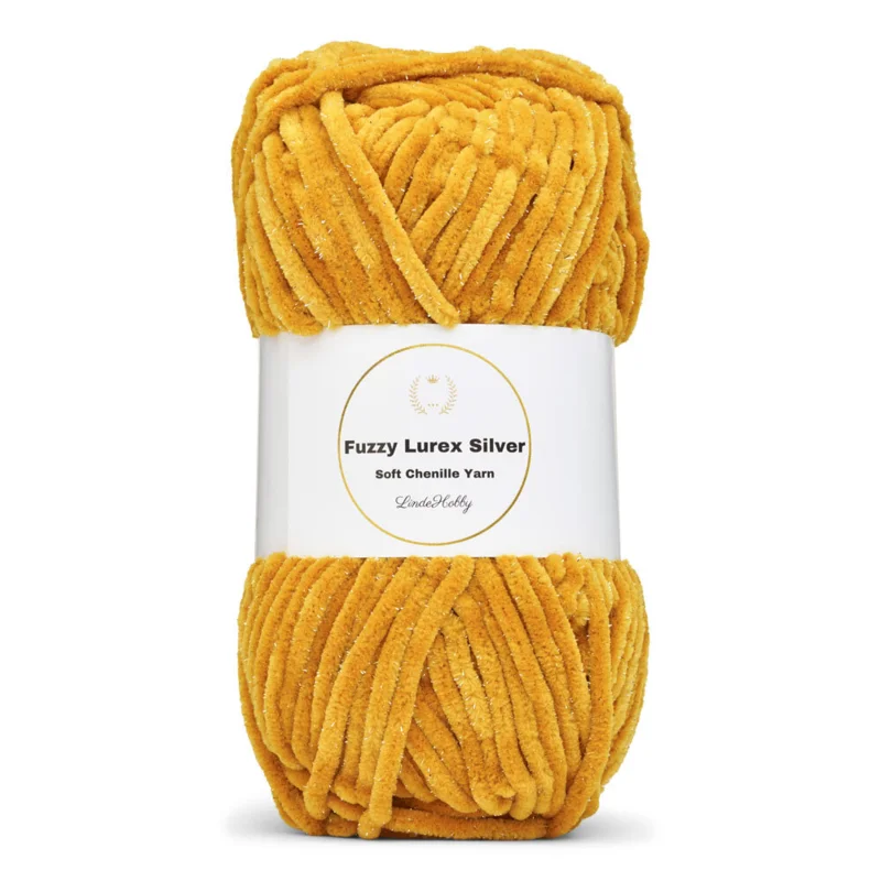 LindeHobby Fuzzy Chenille Silver Lurex 16 Sennepsgul
