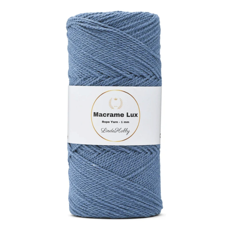 LindeHobby Macrame Lux, Knyttegarn, 1 mm 13 Blå