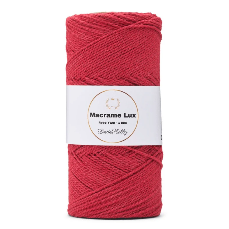 LindeHobby Macrame Lux, Knyttegarn, 1 mm 10 Rød