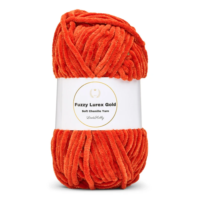 LindeHobby Fuzzy Chenille Gold Lurex 25 Terrakotta