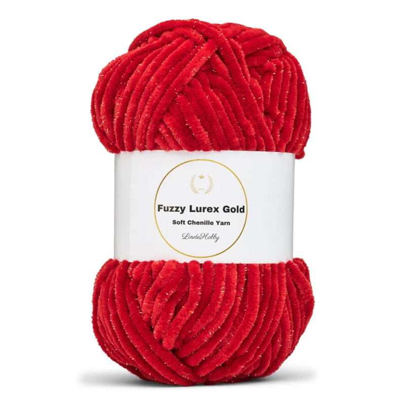LindeHobby Fuzzy Chenille Gold Lurex 27 Rubin