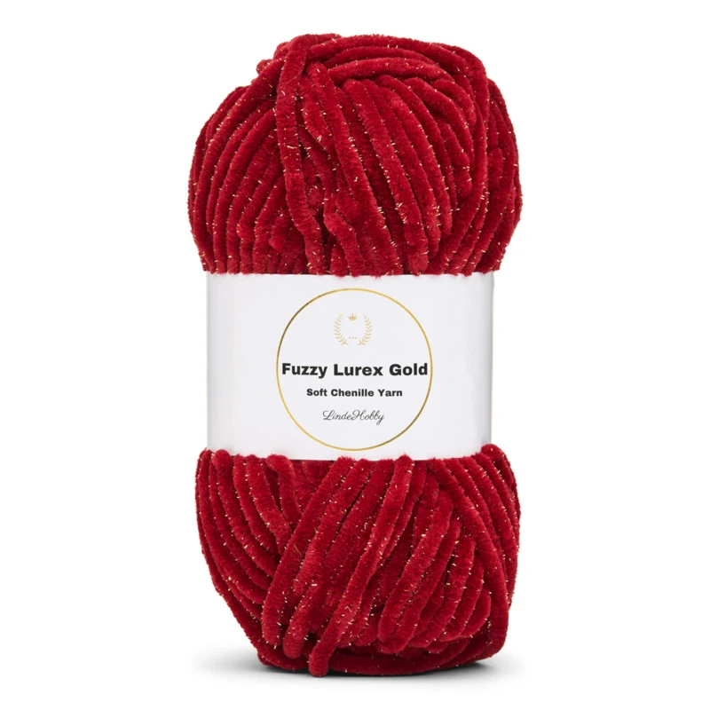 LindeHobby Fuzzy Chenille Gold Lurex 12 Bourgogne