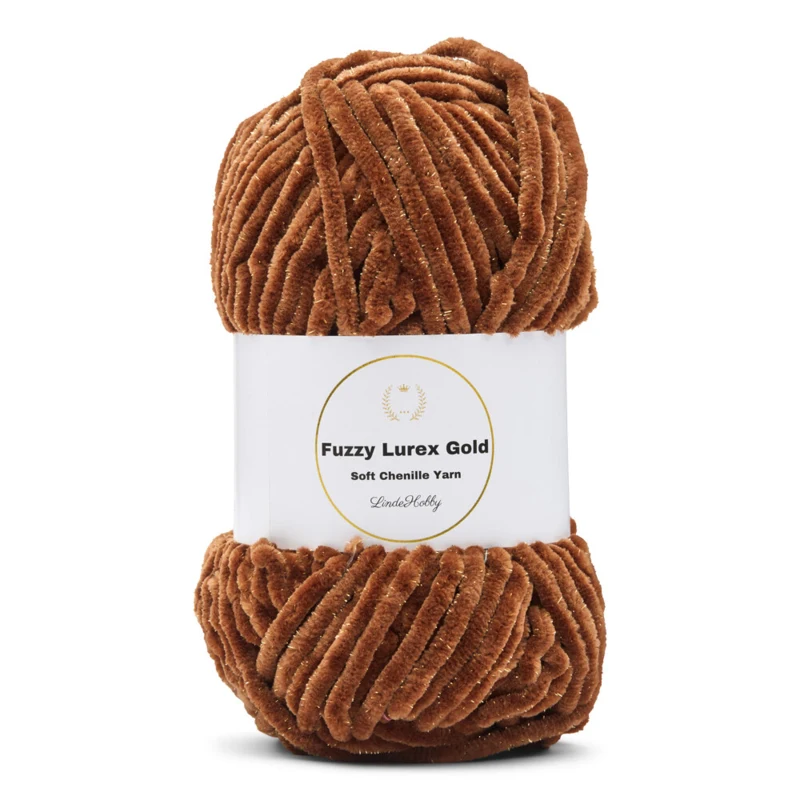 LindeHobby Fuzzy Chenille Gold Lurex 29 Kaffe