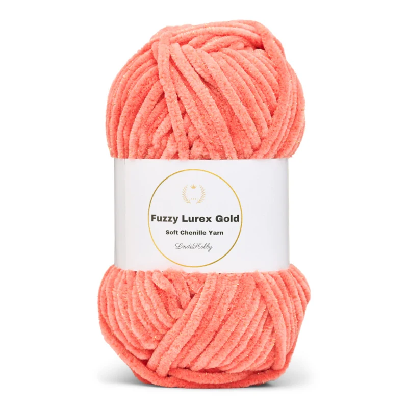 LindeHobby Fuzzy Chenille Gold Lurex 33 Mørk laks