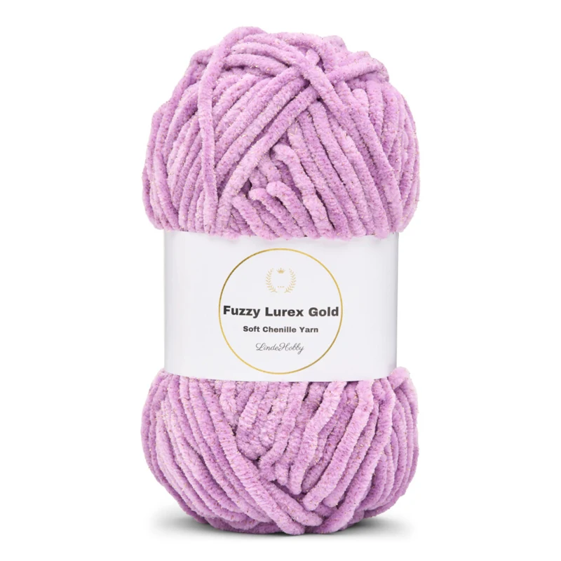 LindeHobby Fuzzy Chenille Gold Lurex 41 Lyslilla
