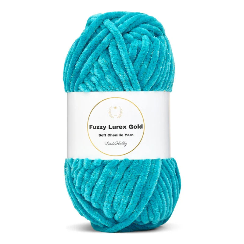 LindeHobby Fuzzy Chenille Gold Lurex 31 Turkis