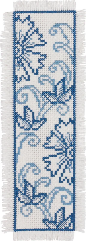 Broderikit Blå blomst 7 x 22 cm