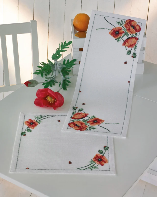 Broderikit Valmue 36 x 36 cm