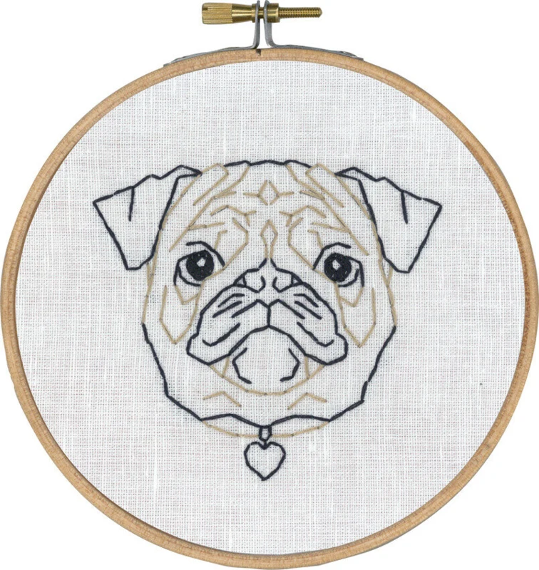 Broderikit Mops i streg m/5810/13