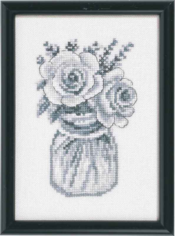 Broderikit Roser 12 x 17 cm