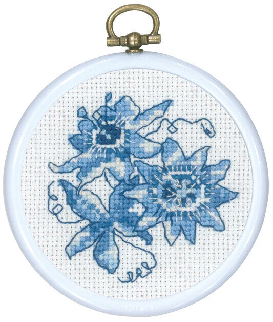 Broderikit Blå passiflora 8 Ø