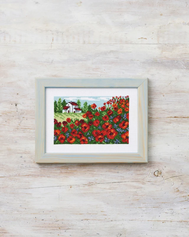 Broderikit Valmuemark 18 x 13 cm