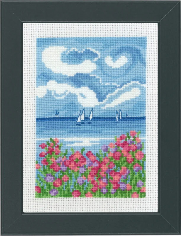 Broderikit Sejlskibe 13 x 18 cm