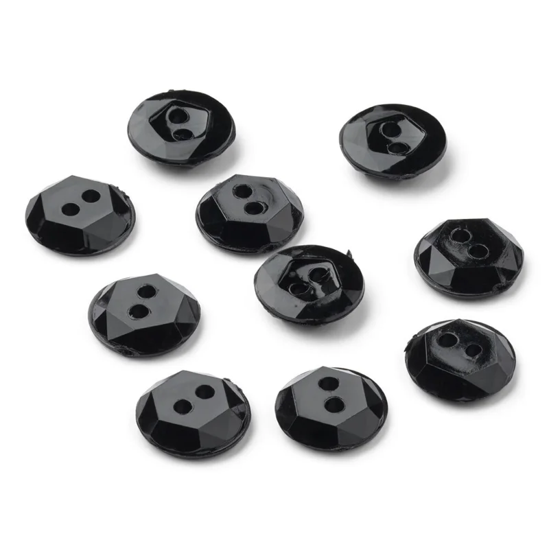 LindeHobby Krystalknapper, Sort, 12 mm, 10 stk