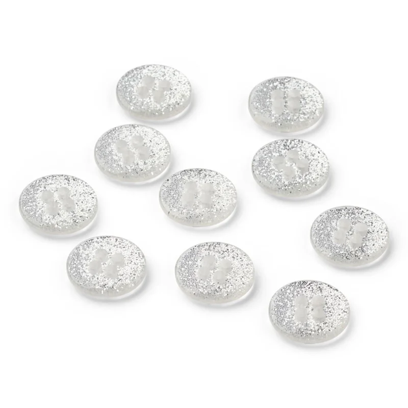 LindeHobby Glimmerknapper, Hvid, 12 mm, 10 stk