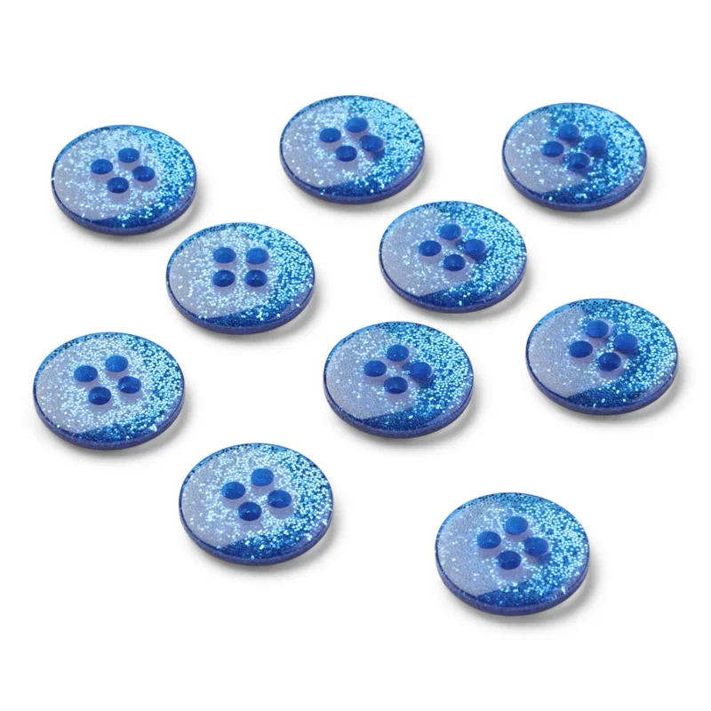 LindeHobby Glimmerknapper, Blå, 12 mm, 10 stk