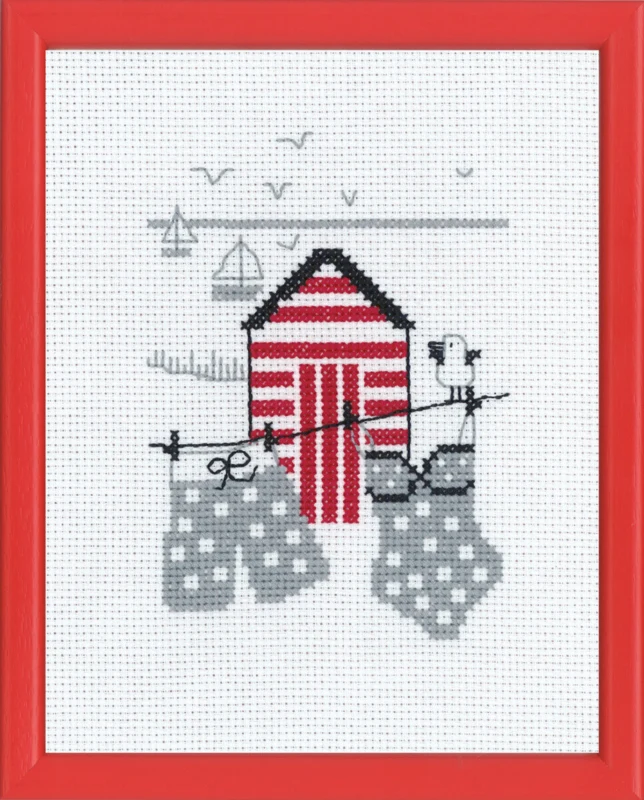 Broderikit Rødt badehus R5741 18 x 14 cm